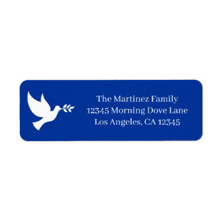 Blue and White Flying Peace Dove Label