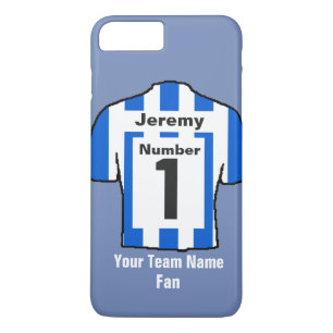 Blue and white Football Shirt Choose name and team iPhone 8 Plus/7 Plus Case