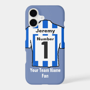 Blue and white Football Shirt Choose name and team iPhone 17 Case