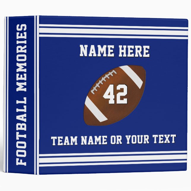 Blue and White Football Team Gifts Football Binder (Front/Spine)