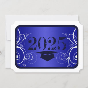 Blue and White Frame Graduation Invitation