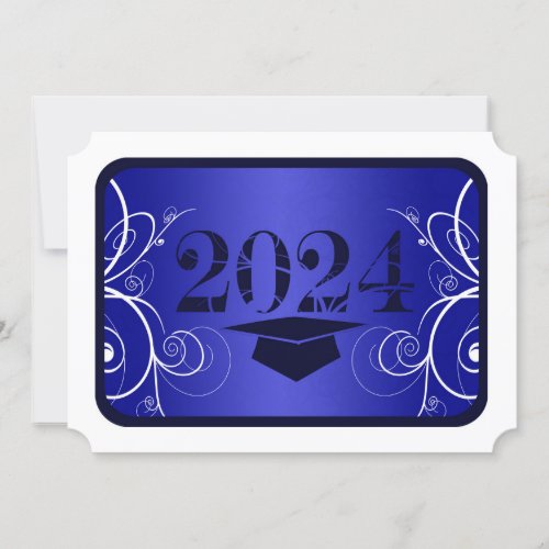 Blue and White Frame Graduation Invitation