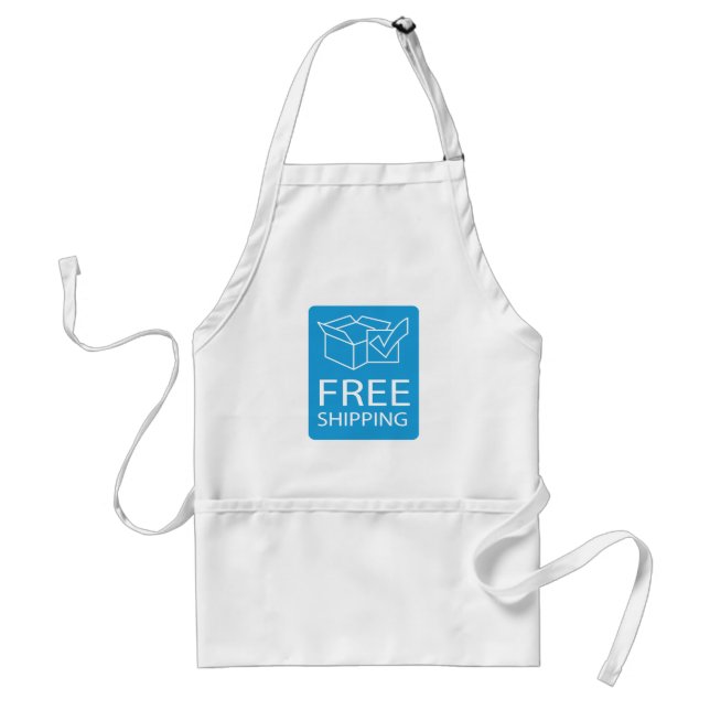 Blue and White Free Shipping Icon Adult Apron (Front)