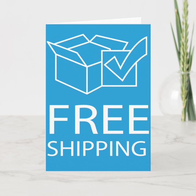 Blue and White Free Shipping Icon Card (Front)