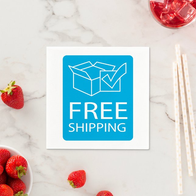 Blue and White Free Shipping Icon Napkins (Creator Uploaded)