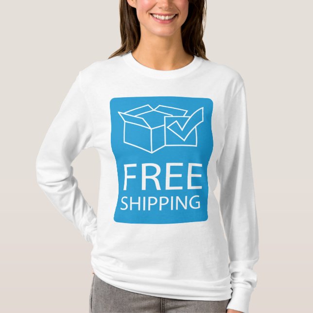 Blue and White Free Shipping Icon T-Shirt (Front)