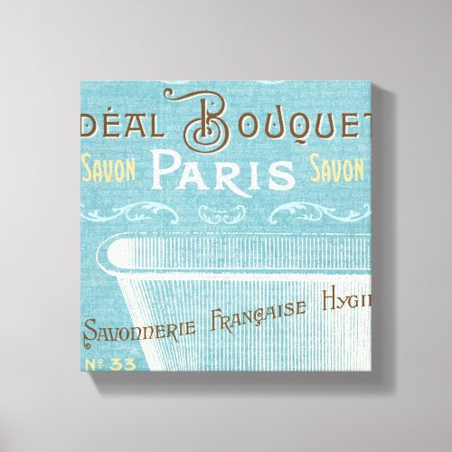 Blue and White French Bathtub Canvas Print