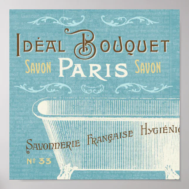 Blue and White French Bathtub Poster Zazzle