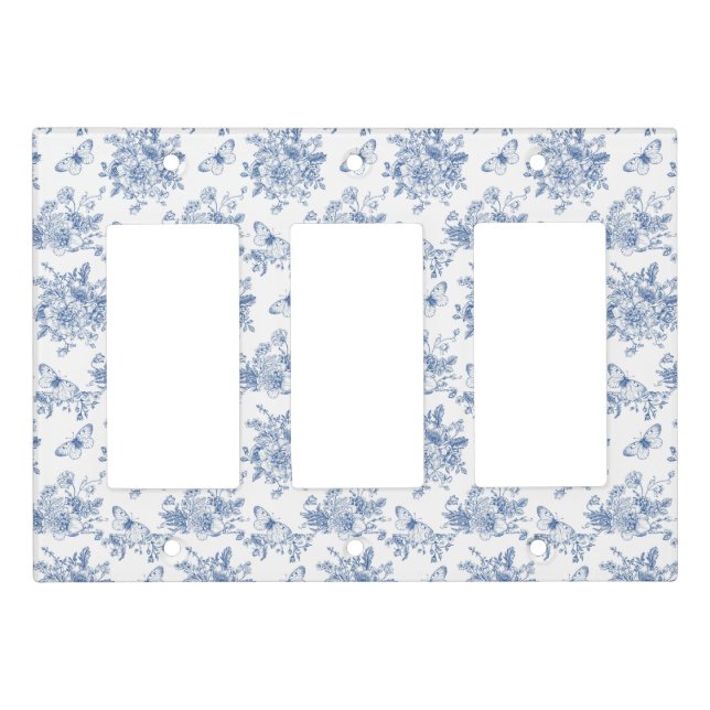 Blue And White French Country  Light Switch Cover (Front)