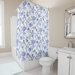 Blue and White French County Shower Curtain
