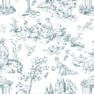 Blue and White French Toile Throw Pillow