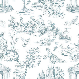 Blue and White French Toile Throw Pillow