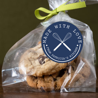 Blue And White From The Kitchen Made With Love  Classic Round Sticker