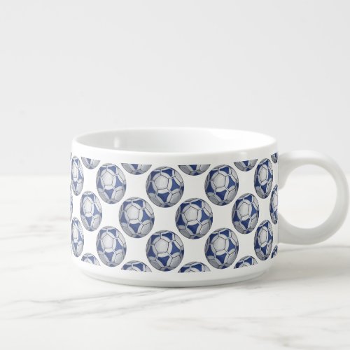 Blue and White Futbal Pattern Bowl