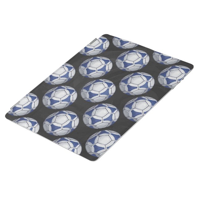 Blue and White Futbal Pattern iPad Smart Cover (Side)