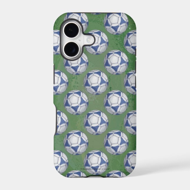 Blue and White Futbal Pattern Iphone Case (Back)