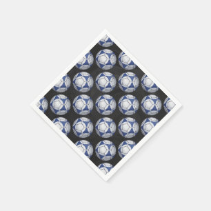 Blue and White Futbal Pattern Paper Napkins