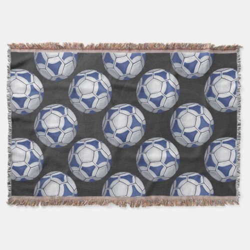 Blue and White Futbal Pattern Throw Blanket