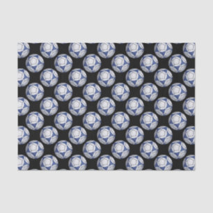 Blue and White Futbal Pattern Tissue Paper