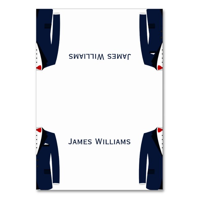 Blue And White Gay Wedding Place Setting Cards (Front)