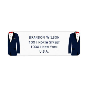 Blue And White Gay Wedding Return Address Labels