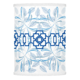 Blue and White Geometric Floral Chinoiserie Lamp Shade