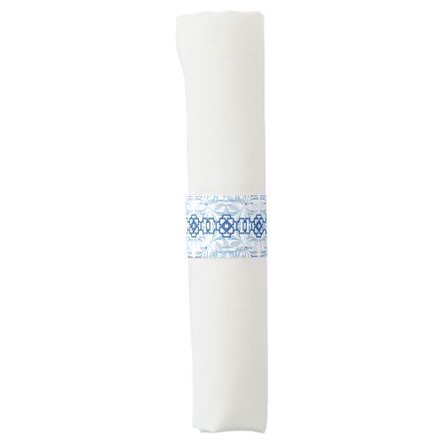 Blue and White Geometric Floral Chinoiserie Napkin Bands