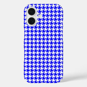Blue and White Geometric Houndstooth Pattern iPhone 16 Case