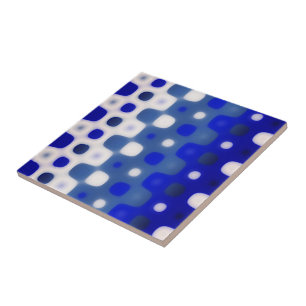 Blue and White Geometric Pattern Ceramic Tile