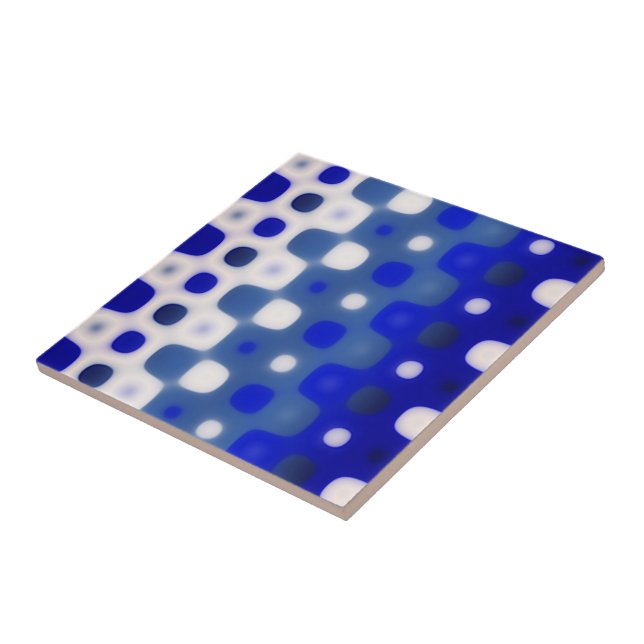 Blue and White Geometric Pattern Ceramic Tile (Side)