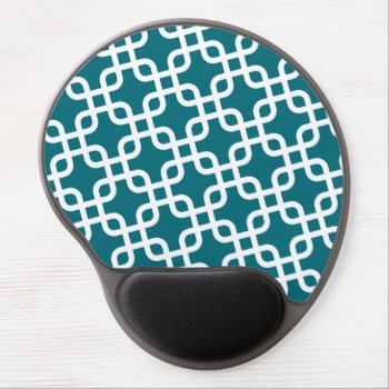 Blue And White Geometric Pattern Gel Mouse Pad by GotchaShop at Zazzle