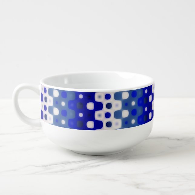 blue and white geometric soup mug (Right)