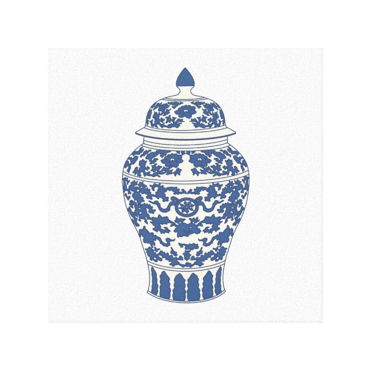 Blue and White Ginger Jar Canvas Print | Zazzle