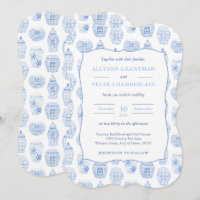 Blue And White Ginger Jar Chinoiserie Wedding