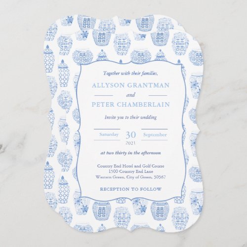 Blue And White Ginger Jar Chinoiserie Wedding Invitation