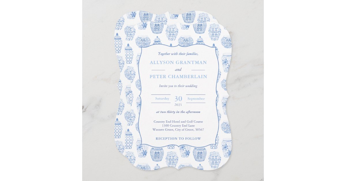 QR Code Hydrangea Ginger Jar Crest Wedding RSVP Enclosure Card