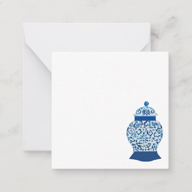 Blue and White Ginger Jar Note Card (Front)