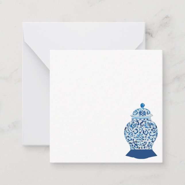 Blue and White Ginger Jar Note Card (Front)
