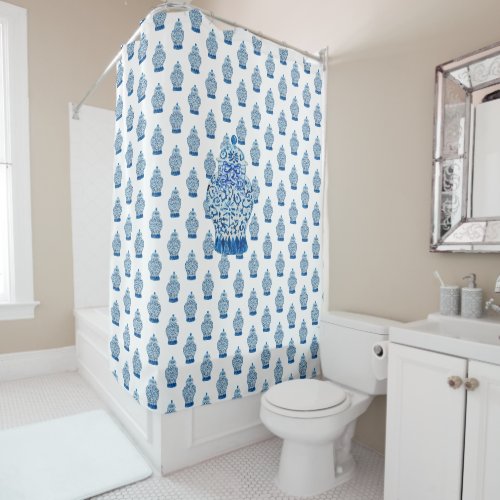 Blue and White Ginger Jar Shower Curtain