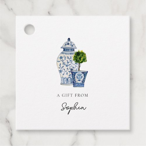 Blue and white Ginger Jar  topiary  gift Tags