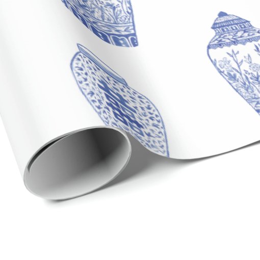 Blue and White Ginger Jar Wrapping Paper Zazzle