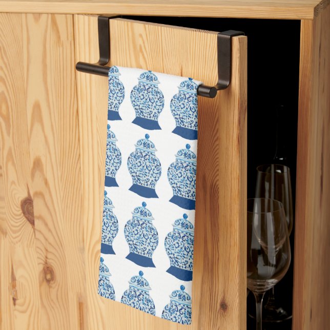 Blue and White Ginger Jars Kitchen Towel (Thirds Fold)