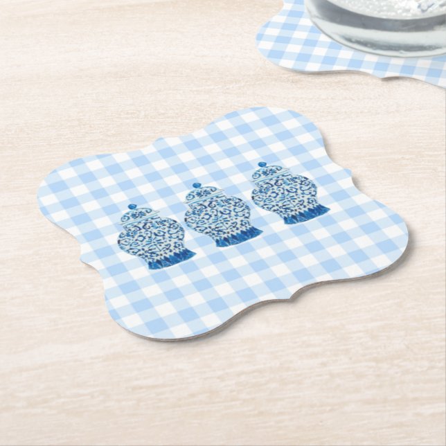 Blue and White Ginger Jars Paper Coaster (Angled)