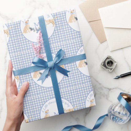 Blue and White Gingham Baby Shower  Wrapping Paper