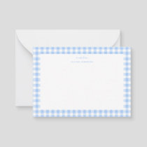 Blue and white gingham Boy note card