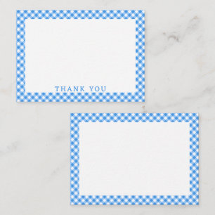 Blue And White Gingham Buffalo Plaid Thank You Note Card