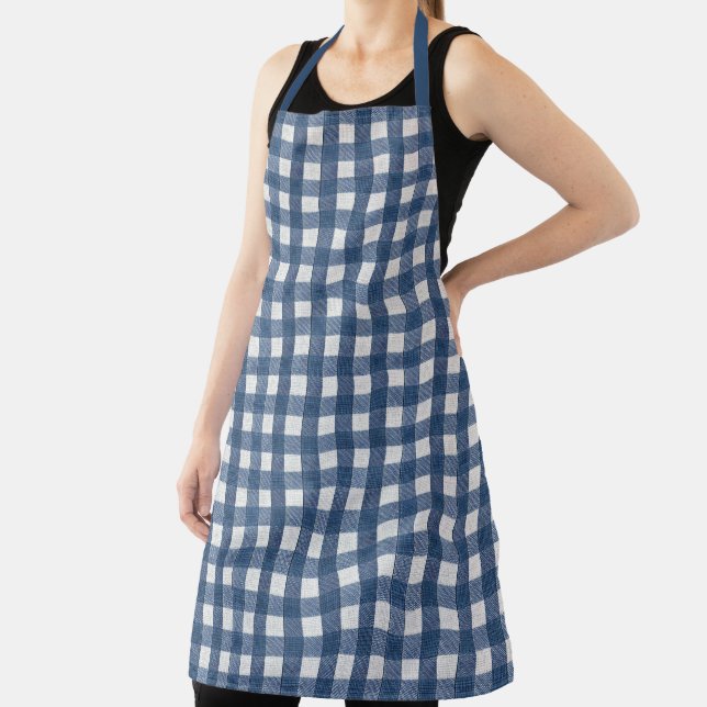 Blue and White Gingham Check  Apron (Insitu)