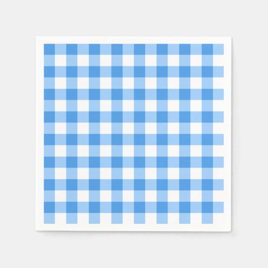 Blue And White Gingham Check Pattern Napkin