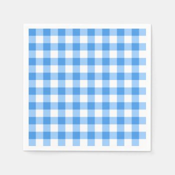 Blue And White Gingham Check Pattern Napkins by InTrendPatterns at Zazzle