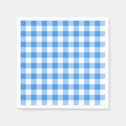 Blue And White Gingham Check Pattern Napkins